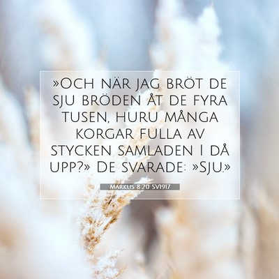 Picture 07 - Markus 8:20 SV1917 - »Och när jag bröt de sju bröden åt de fyra - Bible Verse Picture