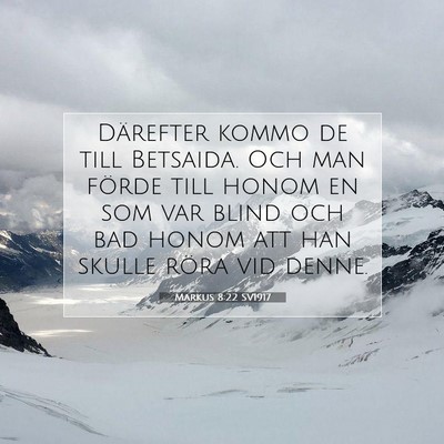 Picture 07 - Markus 8:22 SV1917 - Därefter kommo de till Betsaida. Och man förde - Bible Verse Picture