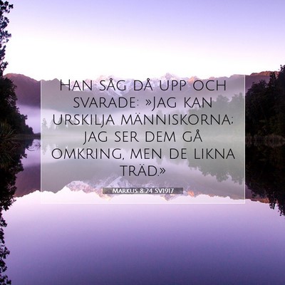 Picture 07 - Markus 8:24 SV1917 - Han såg då upp och svarade: »Jag kan urskilja - Bible Verse Picture