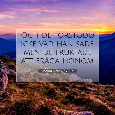 Picture 07 - Markus 9:32 SV1917 - Och de förstodo icke vad han sade, men de - Bible Verse Picture