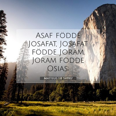 Picture 07 - Matteus 1:8 SV1917 - Asaf födde Josafat, Josafat födde Joram, Joram - Bible Verse Picture