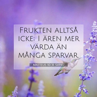 Picture 07 - Matteus 10:31 SV1917 - Frukten alltså icke; I ären mer värda än - Bible Verse Picture