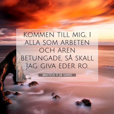 Picture 07 - Matteus 11:28 SV1917 - Kommen till mig, I alla som arbeten och ären - Bible Verse Picture