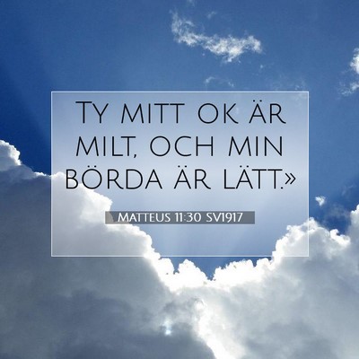 Picture 07 - Matteus 11:30 SV1917 - Ty mitt ok är milt, och min börda är - Bible Verse Picture