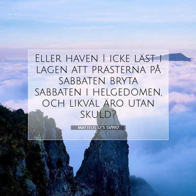 Picture 07 - Matteus 12:5 SV1917 - Eller haven I icke läst i lagen att prästerna - Bible Verse Picture