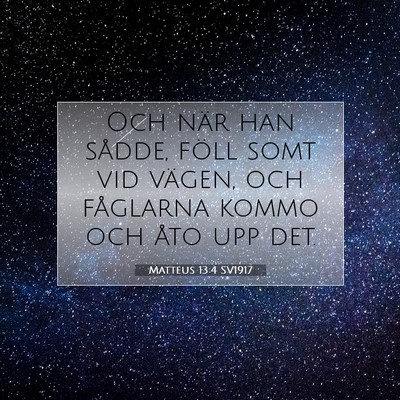 Picture 07 - Matteus 13:4 SV1917 - Och när han sådde, föll somt vid vägen, och - Bible Verse Picture