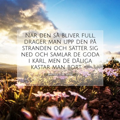 Picture 07 - Matteus 13:48 SV1917 - När den så bliver full, drager man upp den på - Bible Verse Picture
