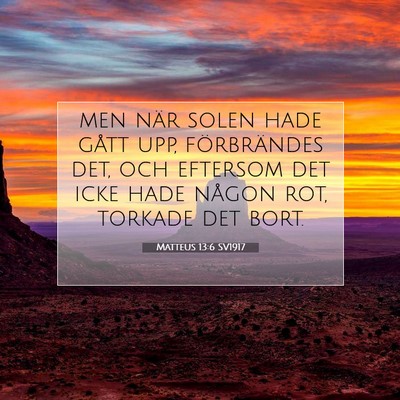 Picture 07 - Matteus 13:6 SV1917 - men när solen hade gått upp, förbrändes det, - Bible Verse Picture