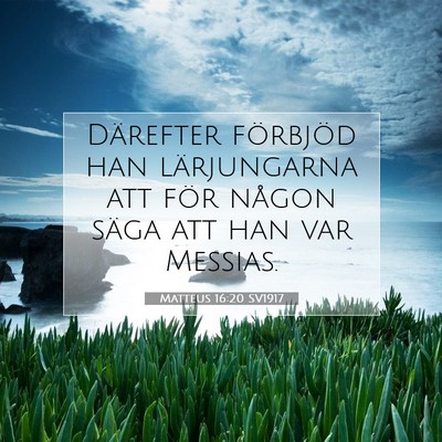 Picture 07 - Matteus 16:20 SV1917 - Därefter förbjöd han lärjungarna att för - Bible Verse Picture