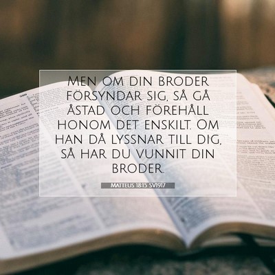 Picture 07 - Matteus 18:15 SV1917 - Men om din broder försyndar sig, så gå åstad - Bible Verse Picture