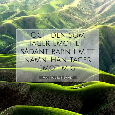 Picture 07 - Matteus 18:5 SV1917 - Och den som tager emot ett sådant barn I mitt - Bible Verse Picture