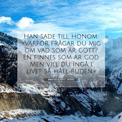 Picture 07 - Matteus 19:17 SV1917 - Han sade till honom: »Varför frågar du mig om - Bible Verse Picture