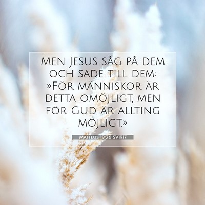 Picture 07 - Matteus 19:26 SV1917 - Men Jesus såg på dem och sade till dem: »För - Bible Verse Picture