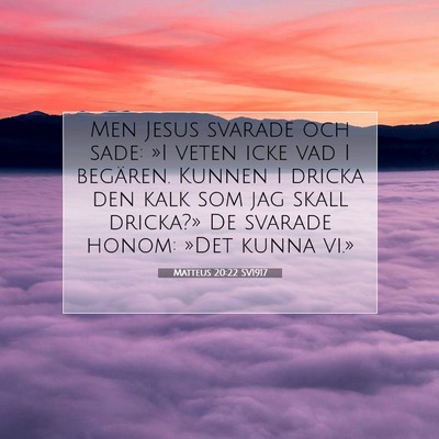Picture 07 - Matteus 20:22 SV1917 - Men Jesus svarade och sade: »I veten icke vad I - Bible Verse Picture