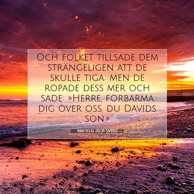 Picture 07 - Matteus 20:31 SV1917 - Och folket tillsade dem strängeligen att de - Bible Verse Picture