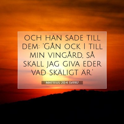 Picture 07 - Matteus 20:4 SV1917 - och han sade till dem: 'Gån ock I till min - Bible Verse Picture