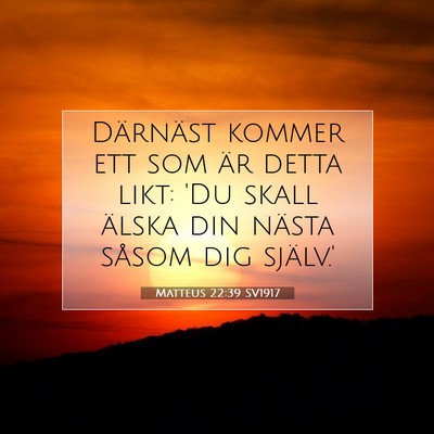 Picture 07 - Matteus 22:39 SV1917 - Därnäst kommer ett som är detta likt: 'Du - Bible Verse Picture