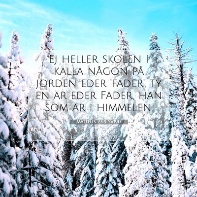 Picture 07 - Matteus 23:9 SV1917 - Ej heller skolen I kalla någon på jorden eder - Bible Verse Picture