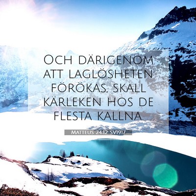 Picture 07 - Matteus 24:12 SV1917 - Och därigenom att laglösheten förökas, skall - Bible Verse Picture