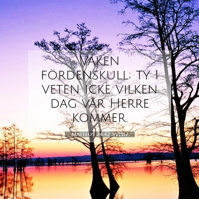 Picture 07 - Matteus 24:42 SV1917 - Vaken fördenskull; ty I veten icke vilken dag - Bible Verse Picture