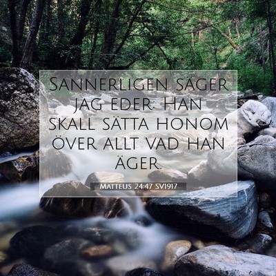 Picture 07 - Matteus 24:47 SV1917 - Sannerligen säger jag eder: Han skall sätta - Bible Verse Picture