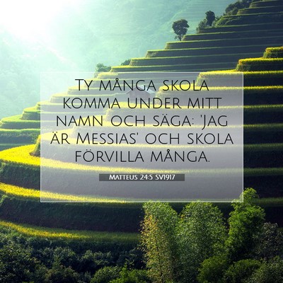 Picture 07 - Matteus 24:5 SV1917 - Ty många skola komma under mitt namn och säga: - Bible Verse Picture