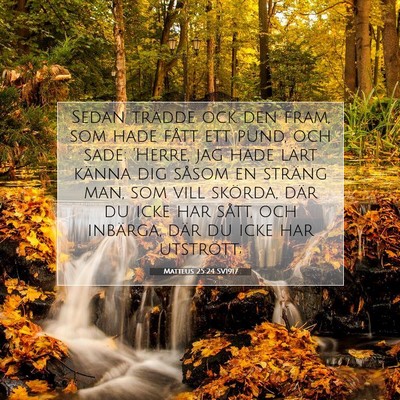 Picture 07 - Matteus 25:24 SV1917 - Sedan trädde ock den fram, som hade fått ett - Bible Verse Picture