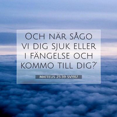 Picture 07 - Matteus 25:39 SV1917 - Och när sågo vi dig sjuk eller i fängelse och - Bible Verse Picture
