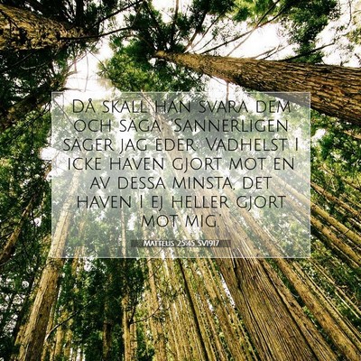 Picture 07 - Matteus 25:45 SV1917 - Då skall han svara dem och säga: 'Sannerligen - Bible Verse Picture