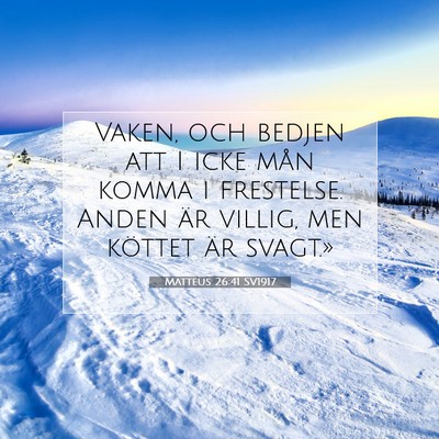 Picture 07 - Matteus 26:41 SV1917 - Vaken, och bedjen att I icke mån komma i - Bible Verse Picture