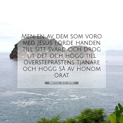 Picture 07 - Matteus 26:51 SV1917 - Men en av dem som voro med Jesus förde handen - Bible Verse Picture