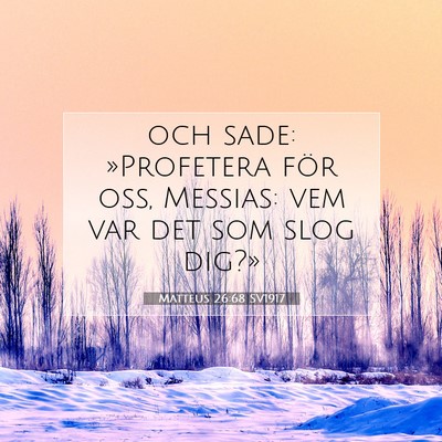 Picture 07 - Matteus 26:68 SV1917 - och sade: »Profetera för oss, Messias: vem var - Bible Verse Picture