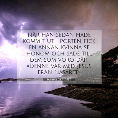 Picture 07 - Matteus 26:71 SV1917 - När han sedan hade kommit ut i porten, fick en - Bible Verse Picture