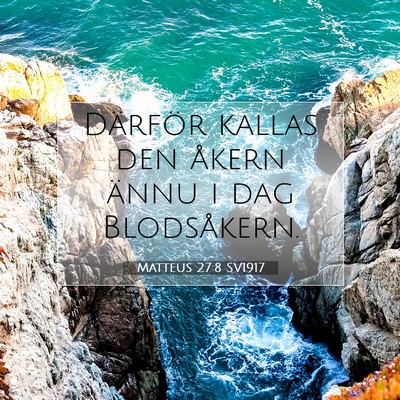 Picture 07 - Matteus 27:8 SV1917 - Därför kallas den åkern ännu i dag - Bible Verse Picture