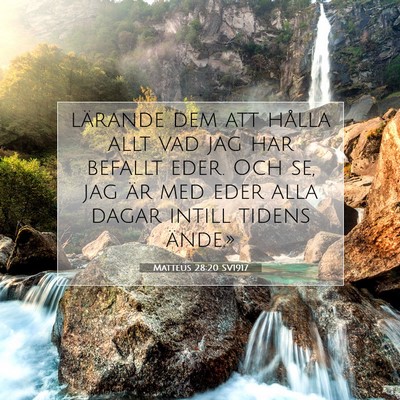 Picture 07 - Matteus 28:20 SV1917 - lärande dem att hålla allt vad jag har befallt - Bible Verse Picture
