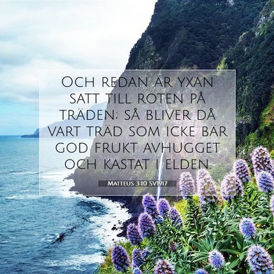 Picture 07 - Matteus 3:10 SV1917 - Och redan är yxan satt till roten på träden; - Bible Verse Picture