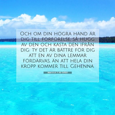 Picture 07 - Matteus 5:30 SV1917 - Och om din högra hand är dig till förförelse, - Bible Verse Picture