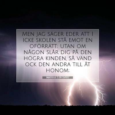 Picture 07 - Matteus 5:39 SV1917 - Men jag säger eder att I icke skolen stå emot - Bible Verse Picture