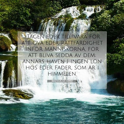 Picture 07 - Matteus 6:1 SV1917 - »Tagen eder till vara för att öva eder - Bible Verse Picture