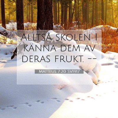 Picture 07 - Matteus 7:20 SV1917 - Alltså skolen I känna dem av deras frukt. - Bible Verse Picture