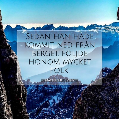 Picture 07 - Matteus 8:1 SV1917 - Sedan han hade kommit ned från berget, följde - Bible Verse Picture