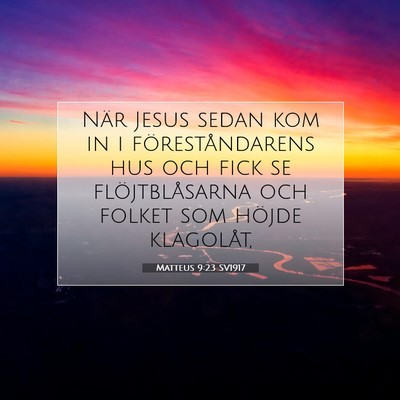 Picture 07 - Matteus 9:23 SV1917 - När Jesus sedan kom in i föreståndarens hus - Bible Verse Picture
