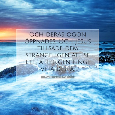 Picture 07 - Matteus 9:30 SV1917 - Och deras ögon öppnades. Och Jesus tillsade dem - Bible Verse Picture