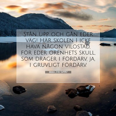 Picture 07 - Mika 2:10 SV1917 - Stån upp och gån eder väg! Här skolen I icke - Bible Verse Picture