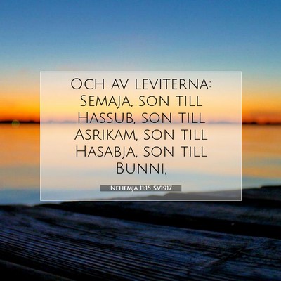 Picture 07 - Nehemja 11:15 SV1917 - Och av leviterna: Semaja, son till Hassub, son - Bible Verse Picture