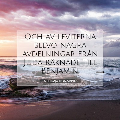 Picture 07 - Nehemja 11:36 SV1917 - Och av leviterna blevo några avdelningar från - Bible Verse Picture