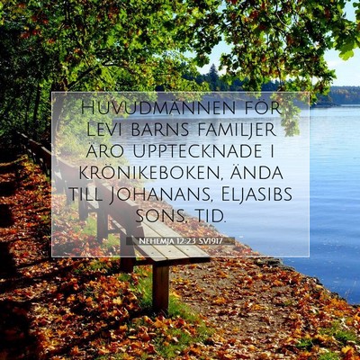 Picture 07 - Nehemja 12:23 SV1917 - Huvudmännen för Levi barns familjer äro - Bible Verse Picture