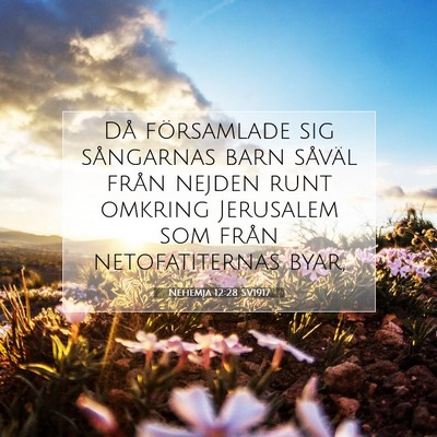Picture 07 - Nehemja 12:28 SV1917 - Då församlade sig sångarnas barn såväl från - Bible Verse Picture