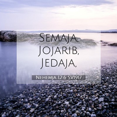 Picture 07 - Nehemja 12:6 SV1917 - Semaja, Jojarib, - Bible Verse Picture