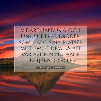 Picture 07 - Nehemja 12:9 SV1917 - vidare Bakbukja och Unno, deras bröder, som hade - Bible Verse Picture
